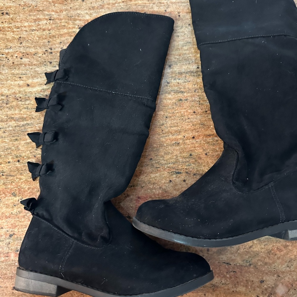 Girls knee high bow back zip up boots sz 1